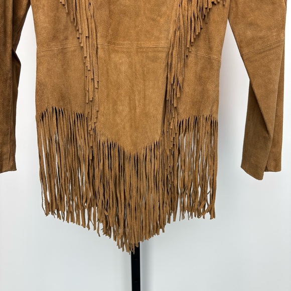 Cripple Creek Brown Suede Leather Fringe Jacket With Snap Buttons Womens Small - Picture 9 of 11